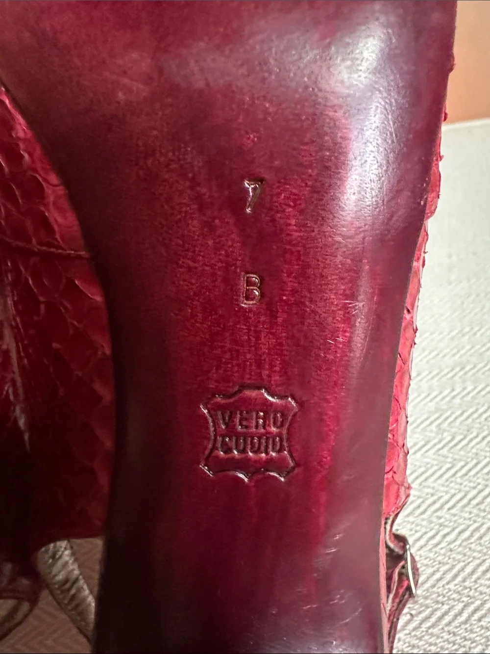Bruno Magli vintage Red snake skin Slingback Heels